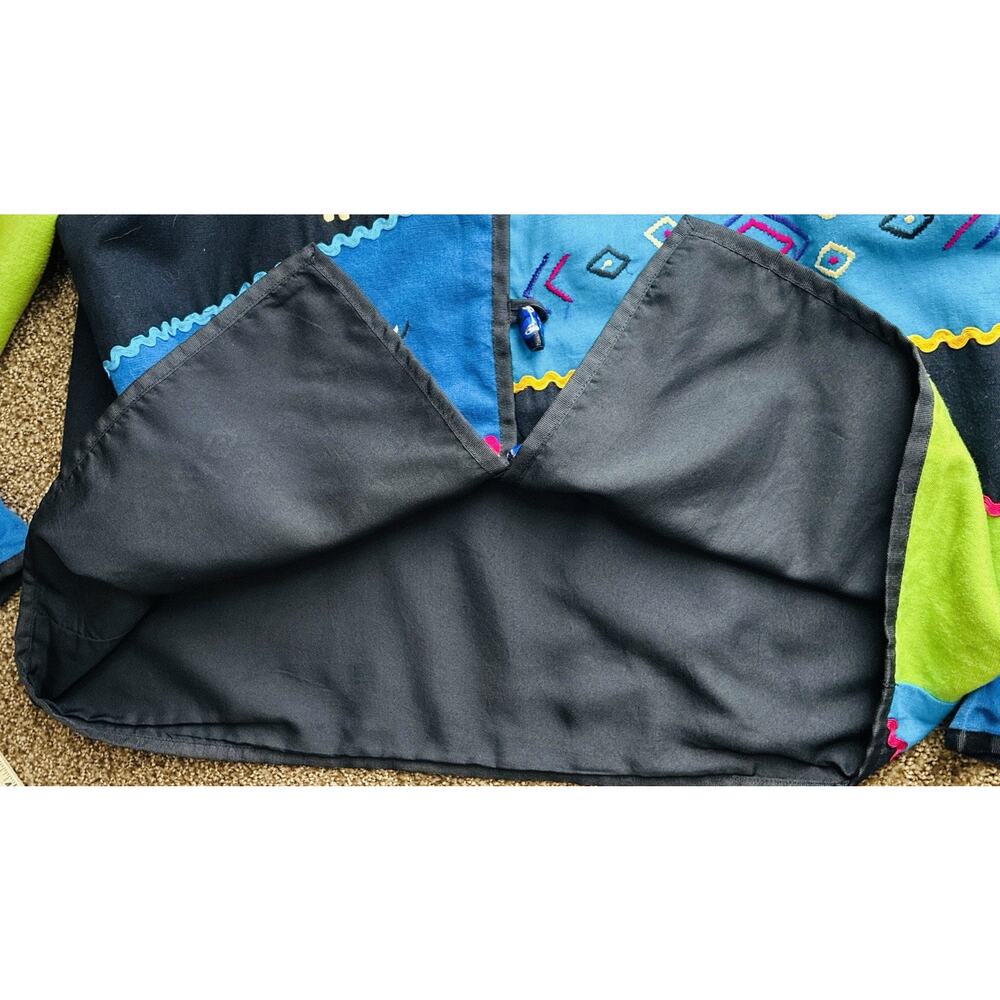 Vintage Allure Wearable Art Embroidered Jacket Colorblock Boho Lagenlook Med - Picture 8 of 11
